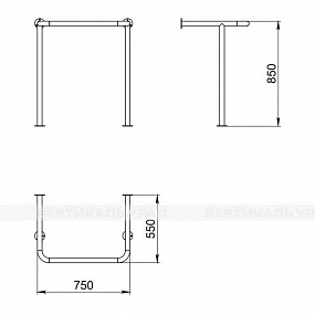 Поручень опорный настенно-напольный, AISI 304/PVC, D38