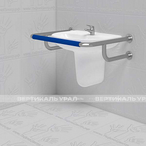 Поручень опорный, пристенный, усиленный, AISI 304/PVC, D38