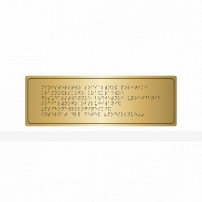 Тактильная табличка с шрифтом Брайля (комп.ABS под золото) 100х300