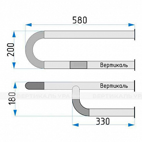 Поручень опорный для санузла, лев, ST3, D38