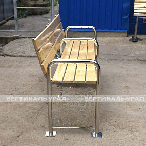 Скамья декоративная, со спинкой и подлокотником, AISI 304