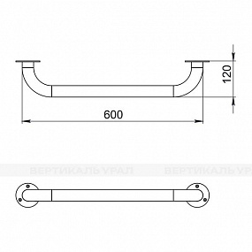 Поручень опорный, пристенный, тип 5, AISI 304/PVC, D38