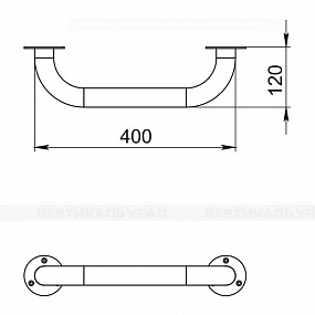 Поручень опорный, пристенный, тип 7, AISI 304/PVC, D38