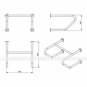 Поручень опорный для писсуара, AISI 304, D32