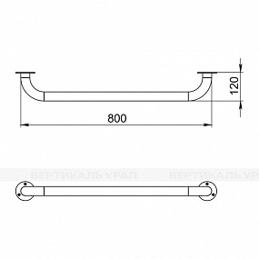 Поручень опорный, пристенный, тип 6, AISI 304/PVC, D38